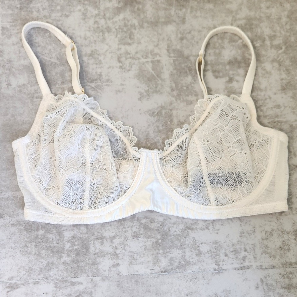 Journelle Anais Women's Underwire Balconette Bra Ivory 32E Coquette Bridal Luxe